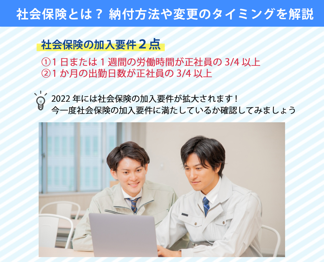 社会保険とは？ 納付方法や変更のタイミングを解説